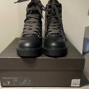 J. Crew Black Leather Hiker Boots